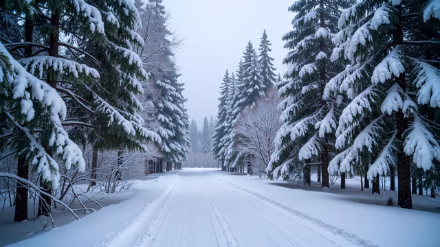 Snowy Forest Road