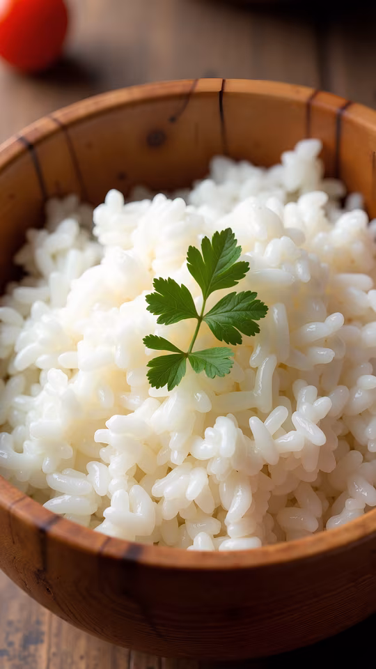 Steamed Rice with Parsley Garnish