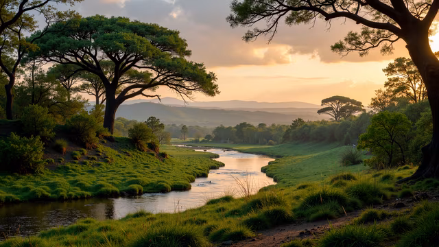 Sunset River Landscape