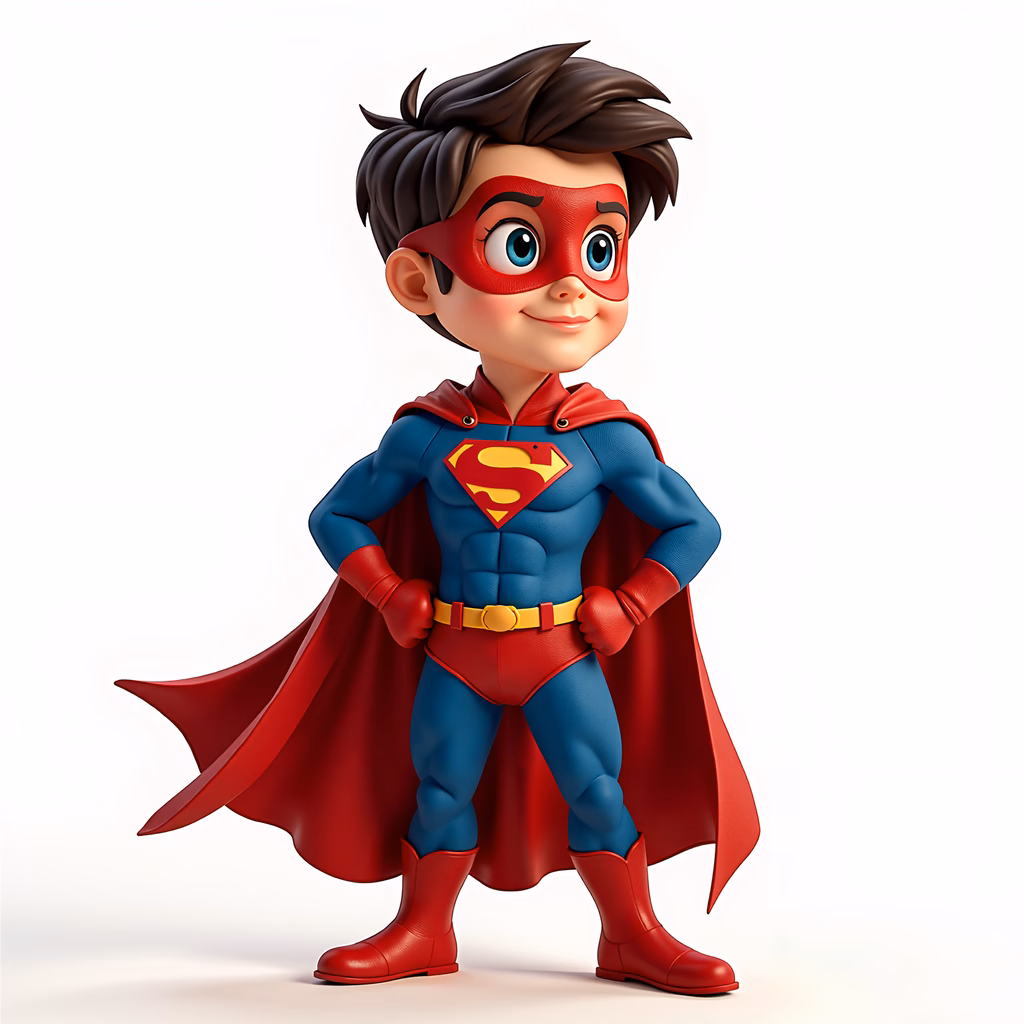 Boldly colored superhero kid illustration