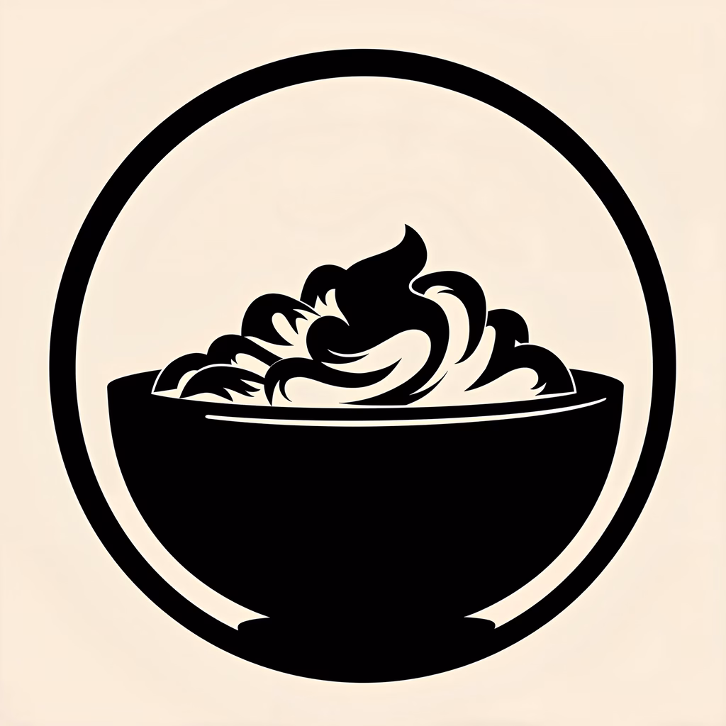 Whipped cream bowl in black and white illustration