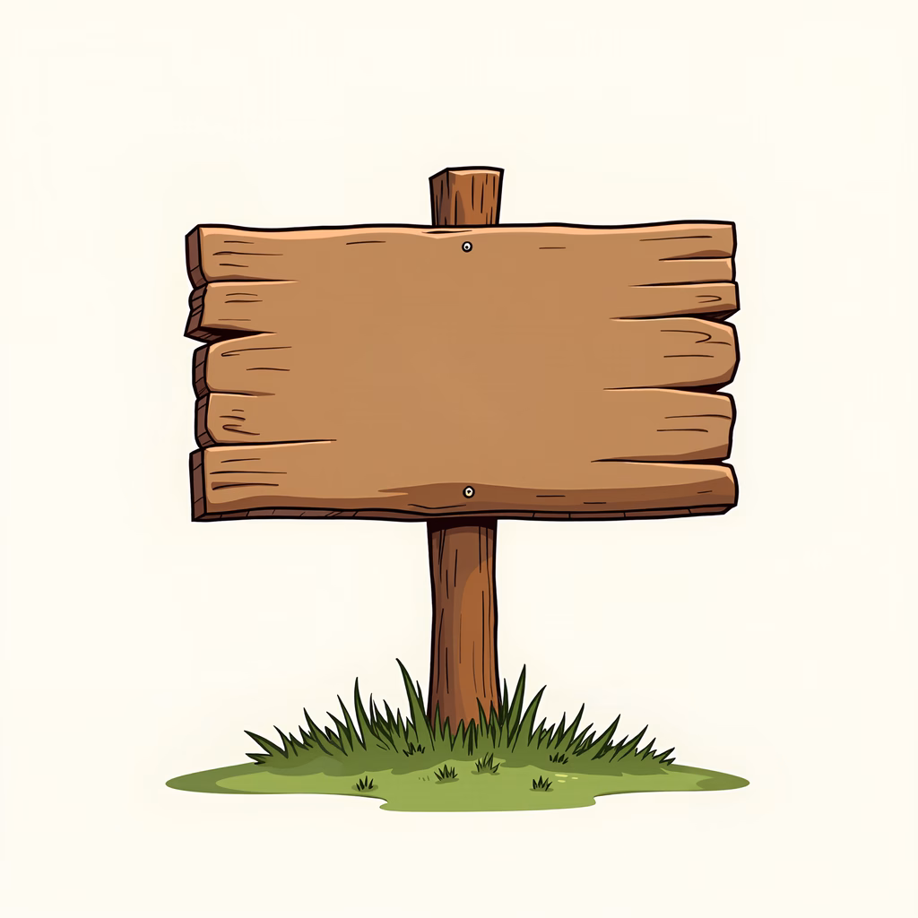 A rustic wooden signpost with a blank board, set against a minimalistic background.