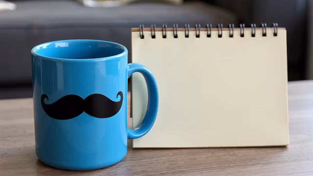 Blue Mug with Mustache Illustration