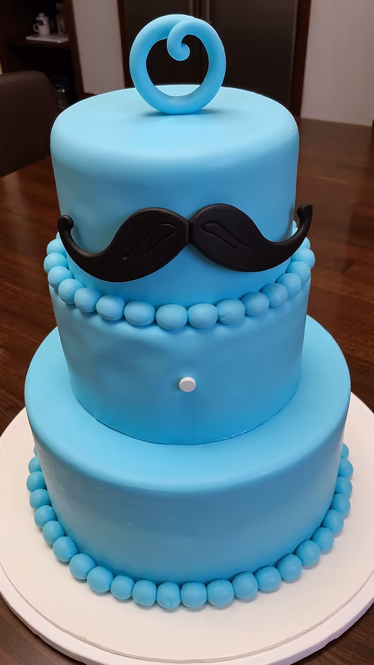 Blue Mustache Cake