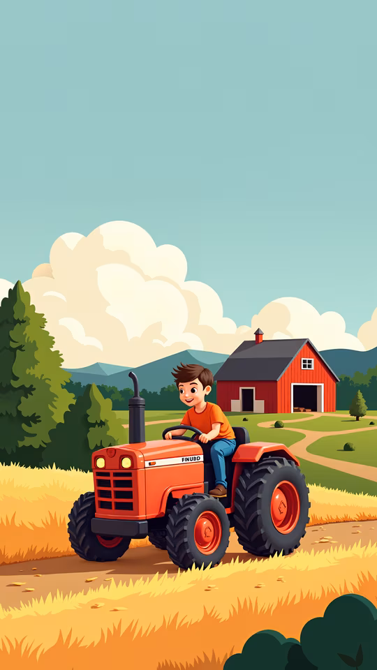 Boy Driving Tractor