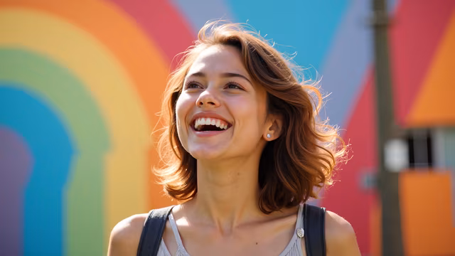 Bright Smile Against Colorful Background