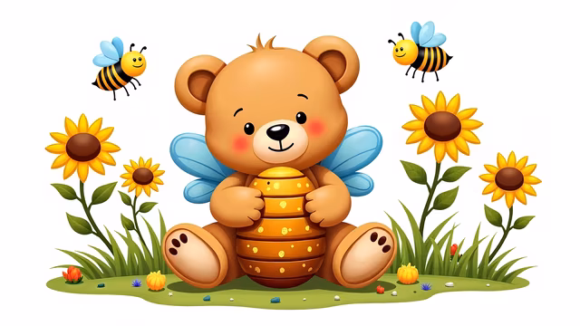 Cartoon Bear with Honeycomb