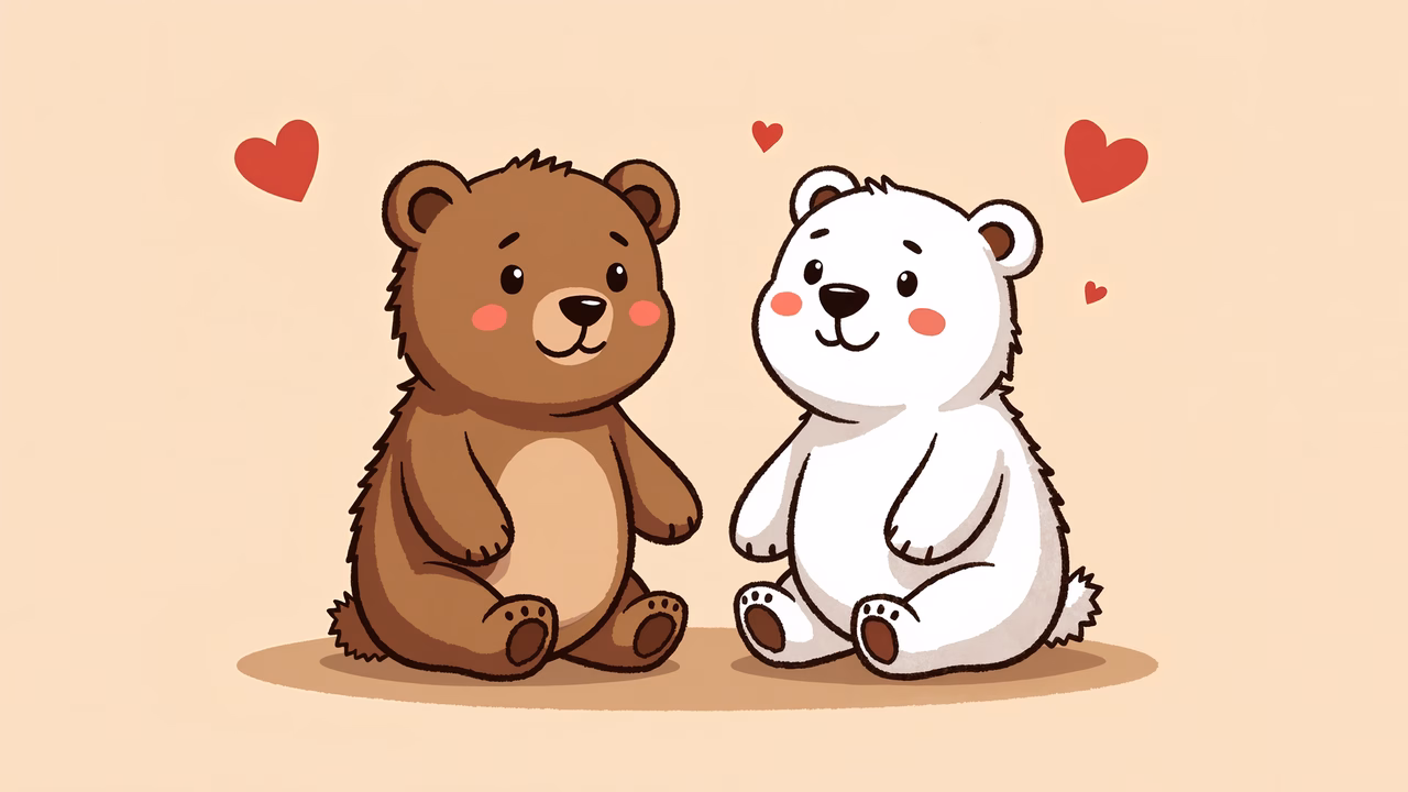 Two adorable bears in a heartwarming embrace, perfect for children’s art.