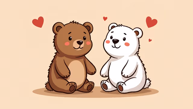 Cartoon Bears in Love