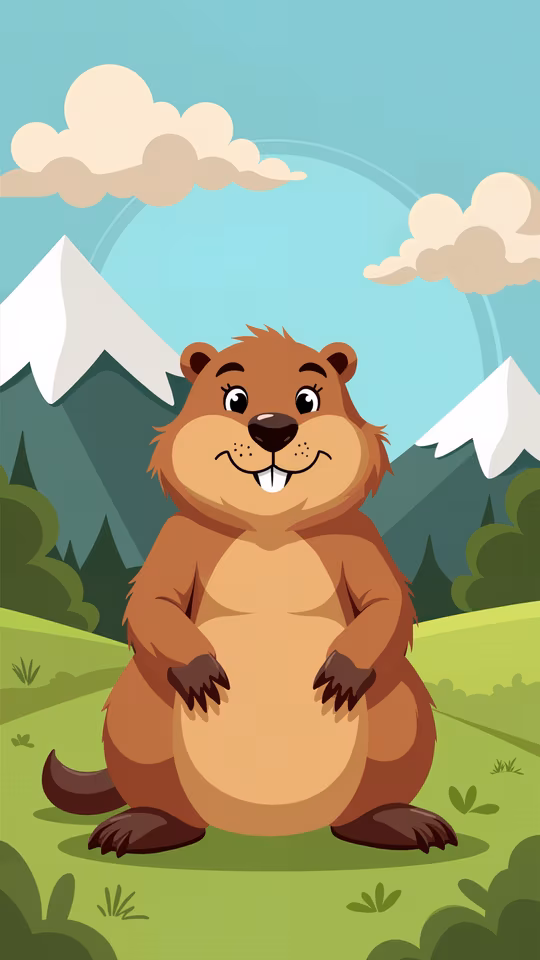 Cartoon Beaver in Nature