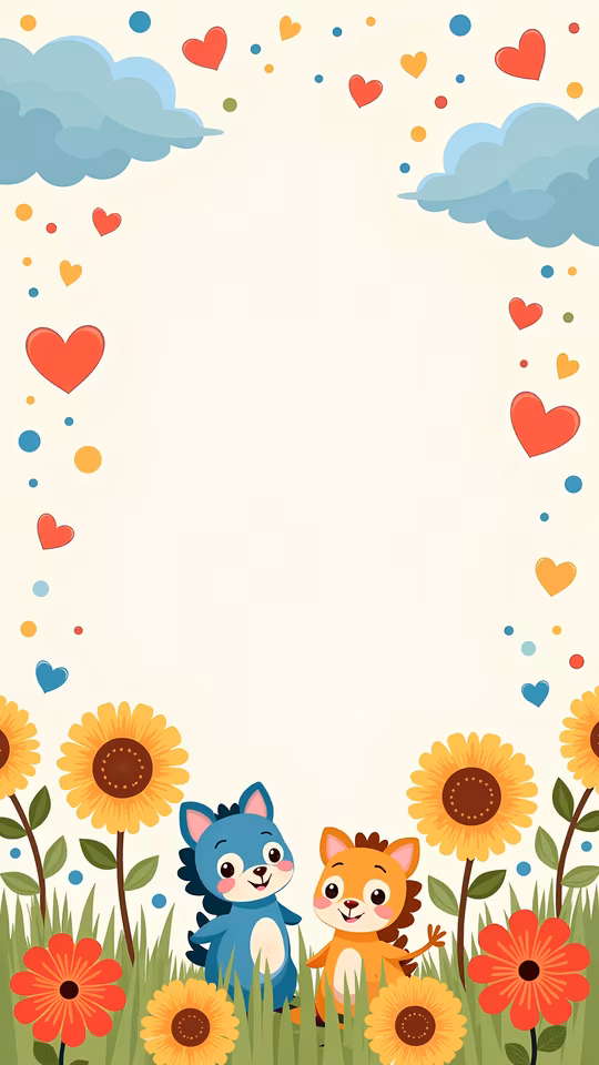 Cartoon Cats in a Flower Field
