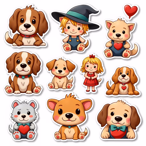 Cartoon Dogs and Witch