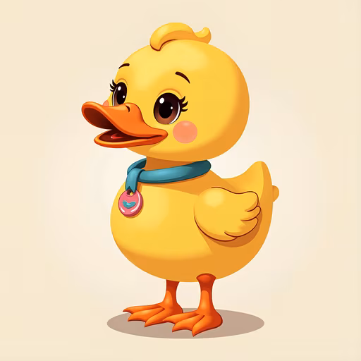 Cartoon Duck with Heart Charm