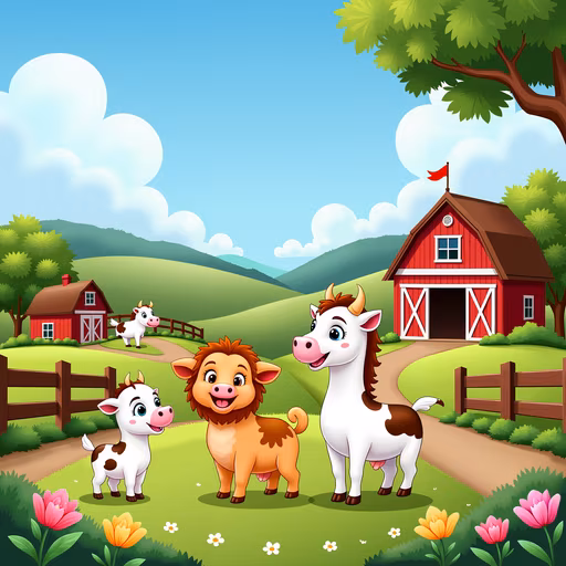 Cartoon Farm Scene