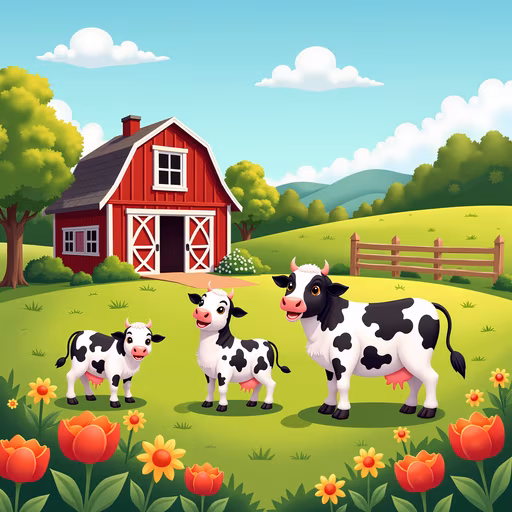 Cartoon Farm Scene