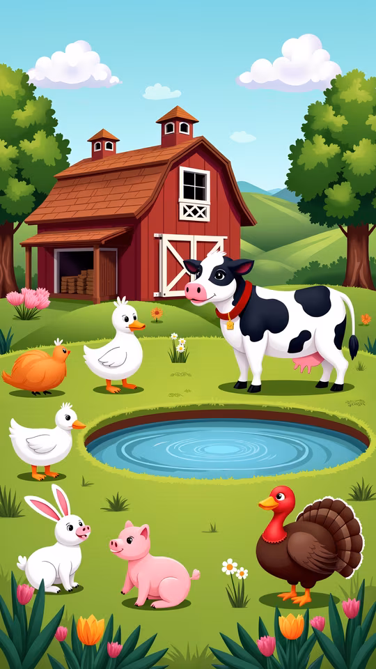 Cartoon Farm Scene