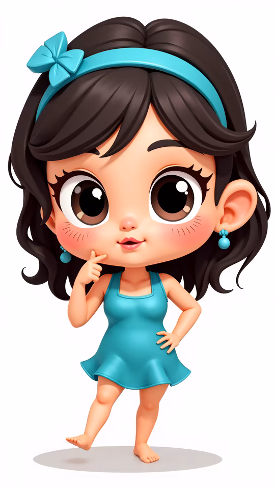 Cartoon Girl in Teal