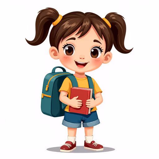 Cartoon Girl with Backpack