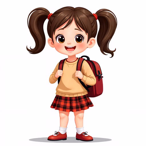Cartoon Girl with Backpack