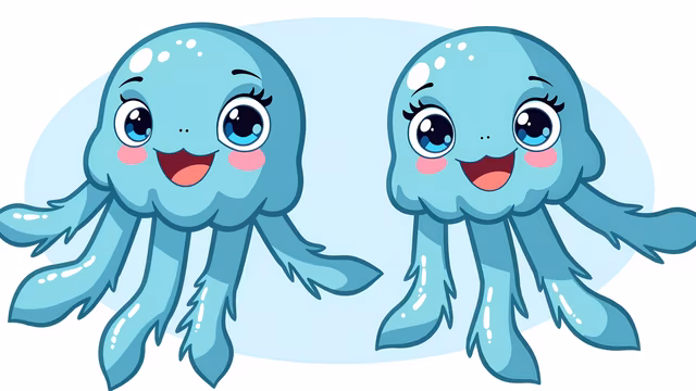 Cartoon Jellyfish Friends