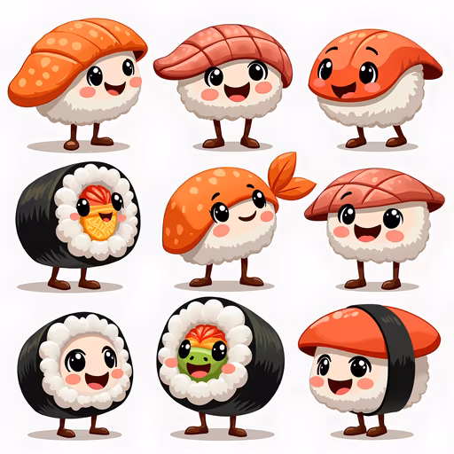 Cartoon Sushi Characters