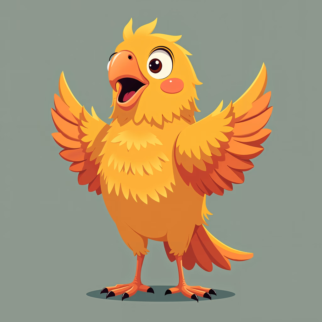 Brightly colored cartoon bird bringing joy and energy to life.