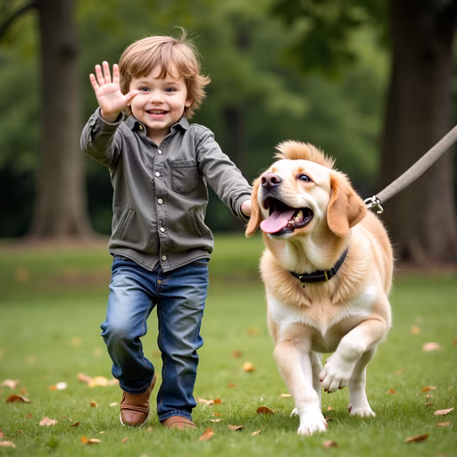 Child and Dog in Nature