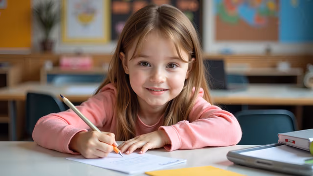 Child Writing Illustration