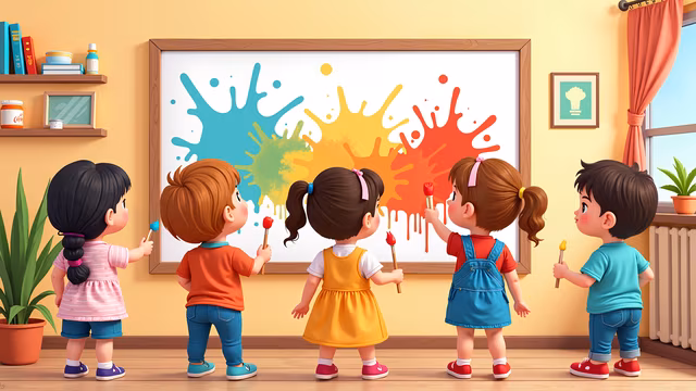 Children Painting Together