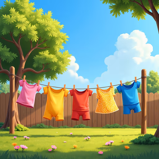 Children's Clothes on a Clothesline