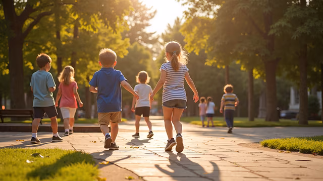 Children Walking in the Park