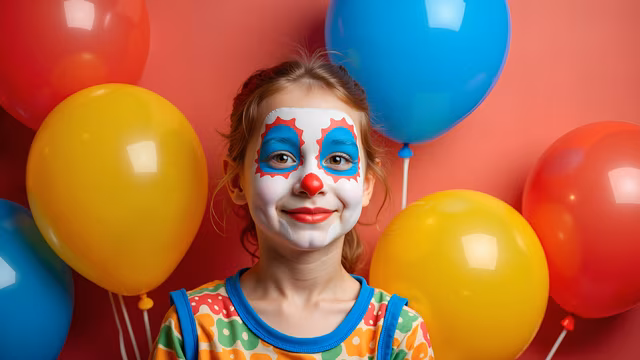 Clown Girl with Balloons