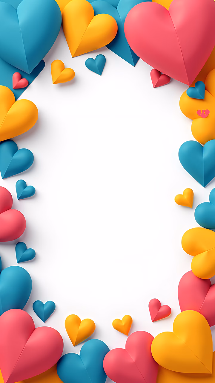 Brightly colored heart border design perfect for wallpapers and festive occasions.