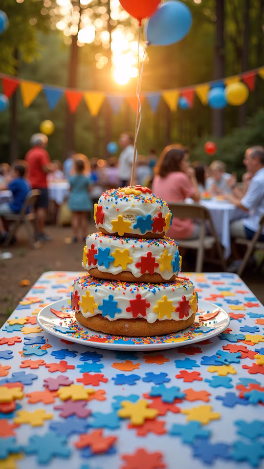 Colorful Puzzle Cake Party