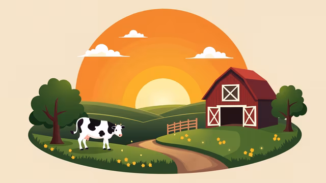 Countryside Sunset Illustration