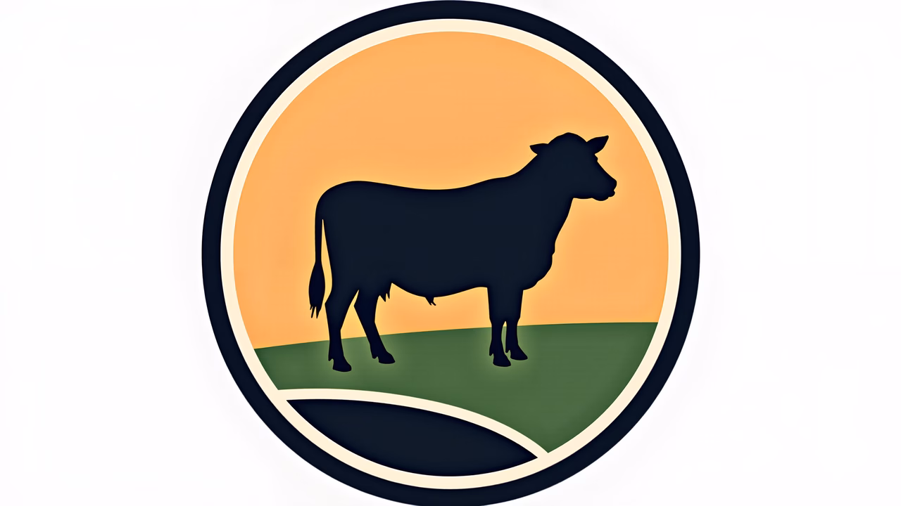 Minimalist cow silhouette against a gradient sky, evoking tranquility.