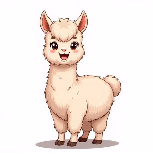 Cute Cartoon Alpaca