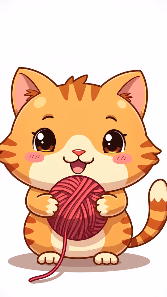 Cute Cat with Yarn