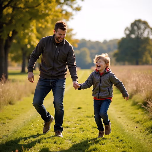 Father and Son Running Together