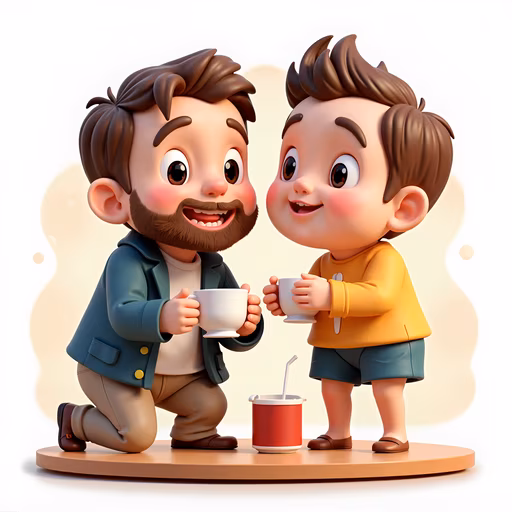 Father and Son Sharing Coffee
