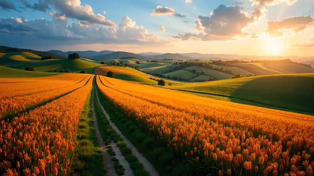 Golden Fields at Sunset