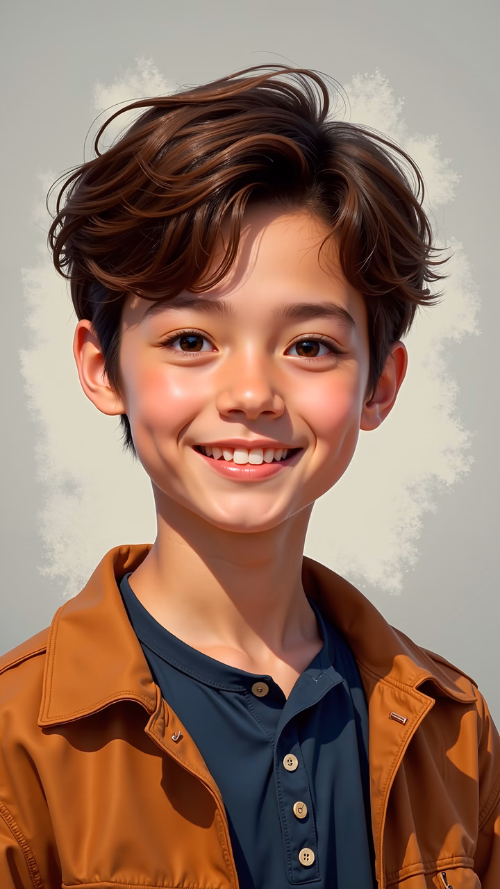 A cheerful child illustration with vibrant colors and detailed textures.