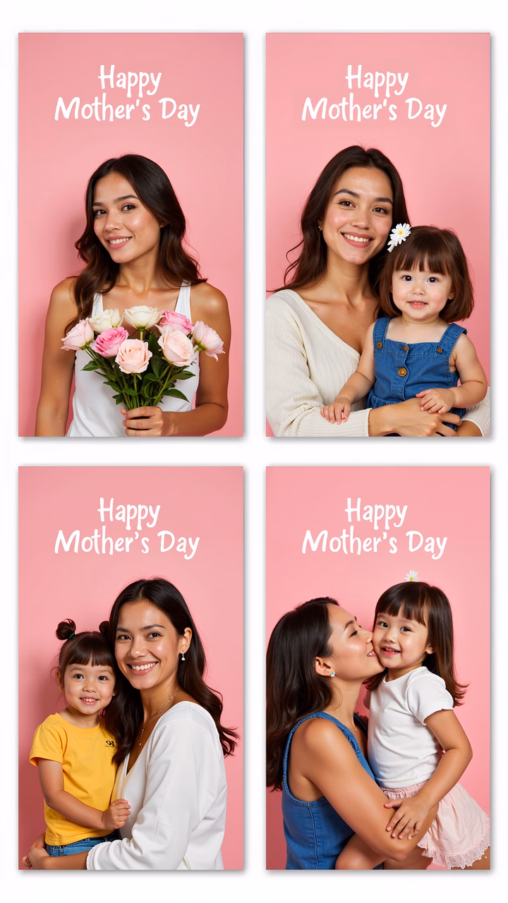 Warm and affectionate Mother's Day moments captured in four photos.