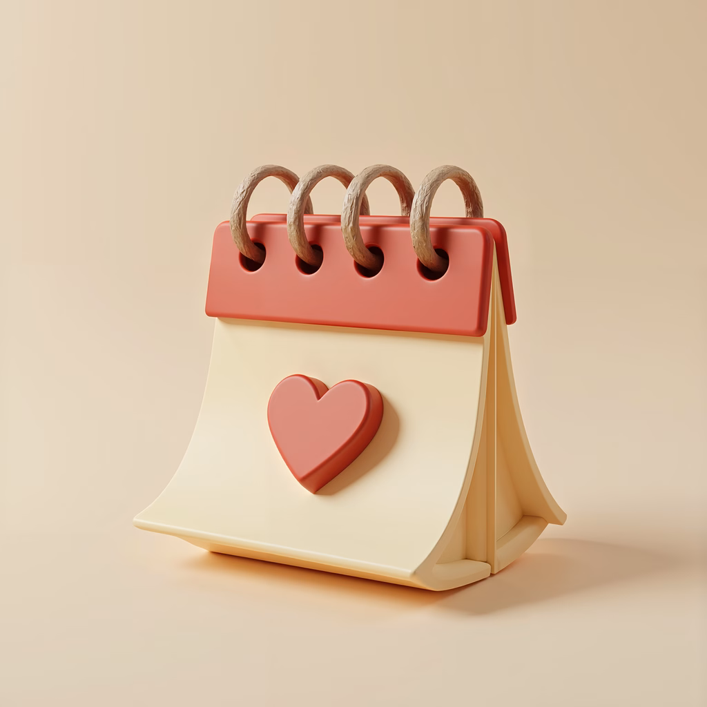A cute calendar with a heart motif, perfect for Valentine's Day celebrations.