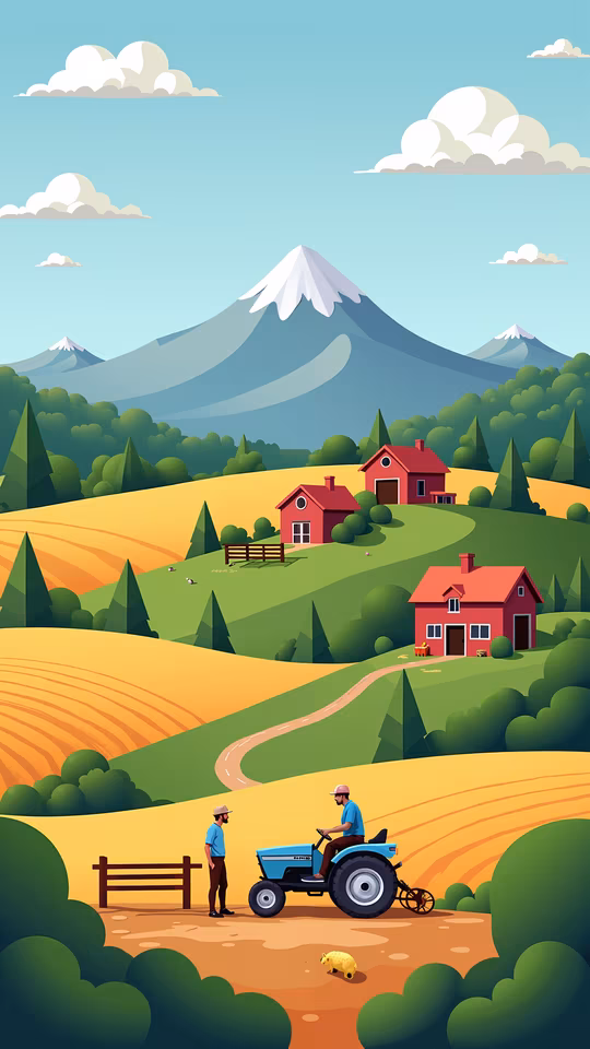 Mountain Village Illustration