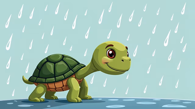 Rainy Turtle Illustration
