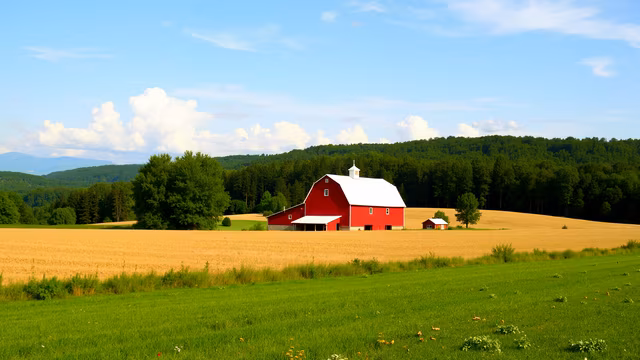 Red Barn in Golden Fields