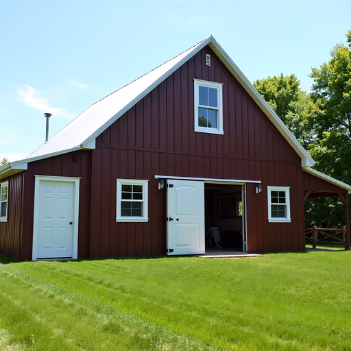 Red Barn on Green Grass