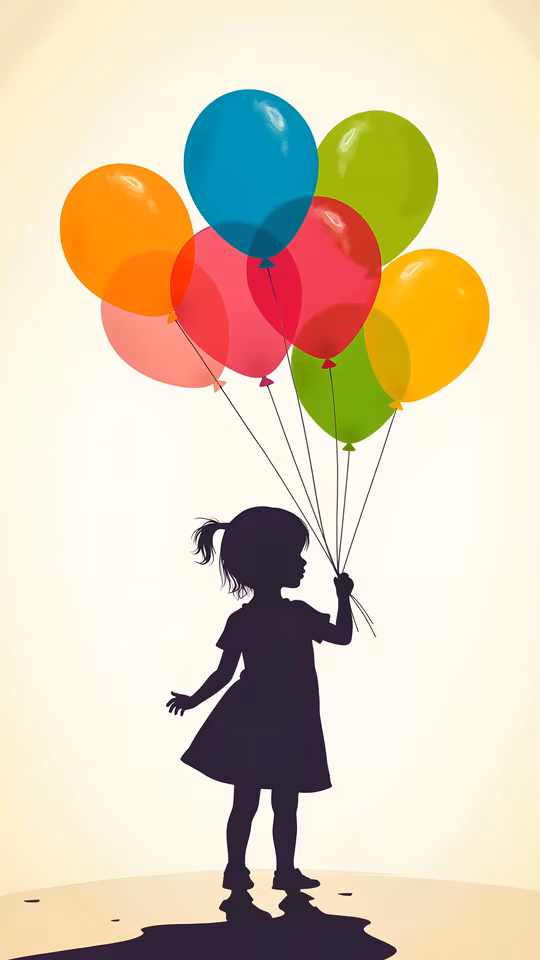 Silhouette Girl with Balloons