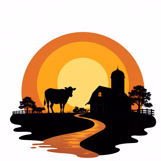 Sunset Farm Silhouette